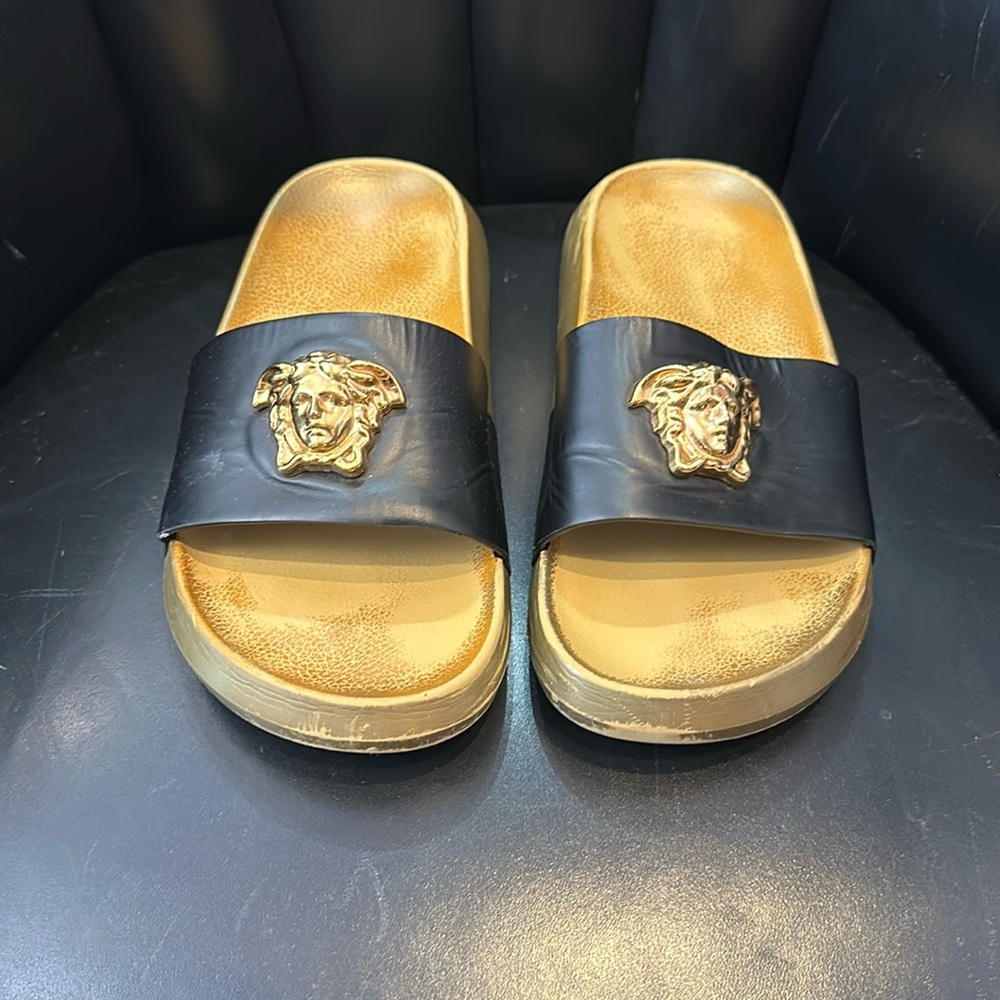 Versace Black and Gold Men's Slides